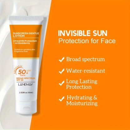 LANEMAY 50 Facial Sunscreen - Hyaluronic Acid & Niacinamide | Broad Spectrum UVA/UVB, Non-Greasy - Image 3