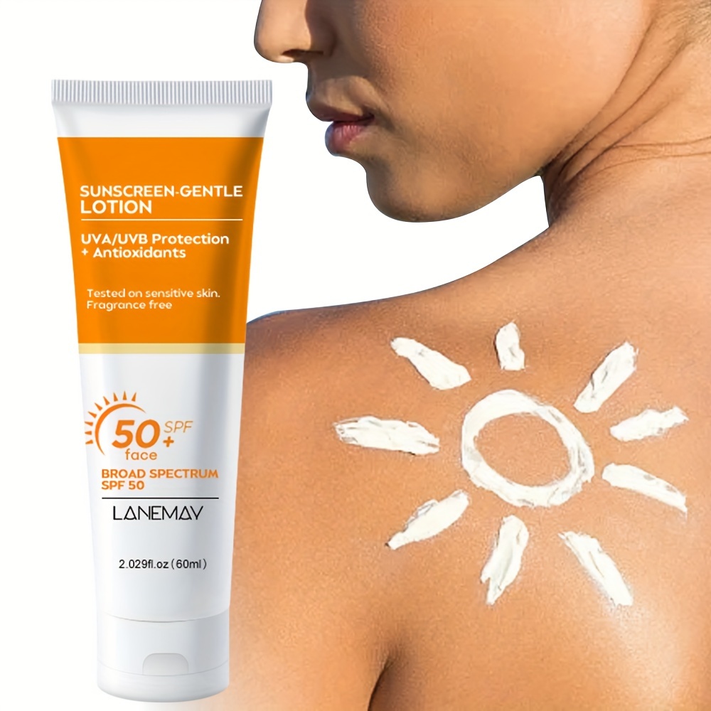 LANEMAY 50 Facial Sunscreen with Hyaluronic Acid & Niacinamide - Broad Spectrum A/UVB Protection, Non-Greasy, Hypoallergenic Formula for All Light Beige Types - 1.7fl.oz, Sunscreen for Face, Daily Skincare Essential, Sleek Tube Packaging, Nongreasy Texture, Smooth Application, Dermatologist Tested, Daily Wear